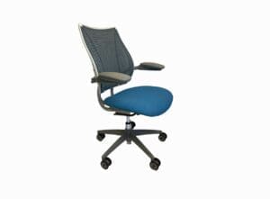 Buy blue reupholstered Humanscale Liberty office chairs in Orlando Florida at KUL