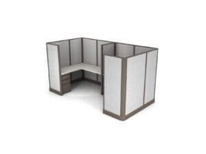 Buy 2 Man office cubicles in 5x5 size set up as L Shape workstations with fabric panels. Central Florida office cubicles installations and deliveries available by KUL office furniture Orlando FL