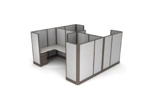 Buy 4 Man office cubicles in 6x6 size set up as L Shape workstations with fabric panels. Central Florida office cubicles installations and deliveries available by KUL office furniture Orlando FL