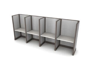 Buy 4 Man call center cubicles in 36w size set up as Straight call stations with fabric panels. Central Florida call center cubicles installations and deliveries available by KUL office furniture Orlando FL