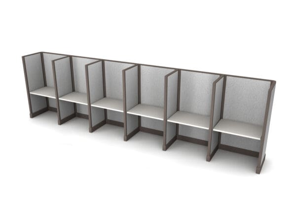 Buy 6 Man call center cubicles in 36w size set up as Straight call stations with fabric panels. Central Florida call center cubicles installations and deliveries available by KUL office furniture Orlando FL