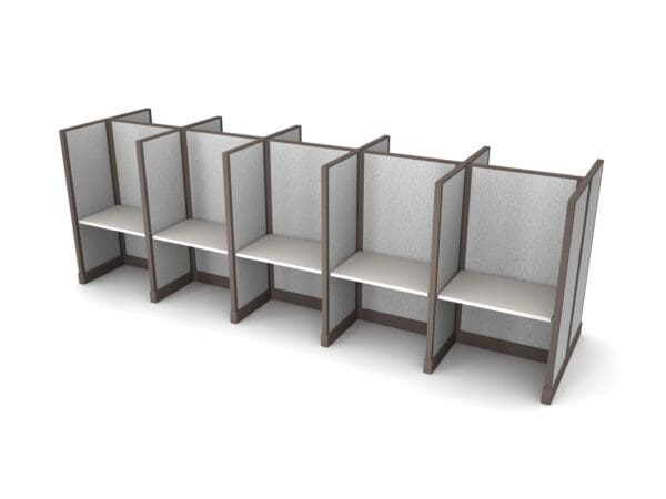 Buy 10 Man call center cubicles in 36w size set up as Straight call stations with fabric panels. Central Florida call center cubicles installations and deliveries available by KUL office furniture Orlando FL