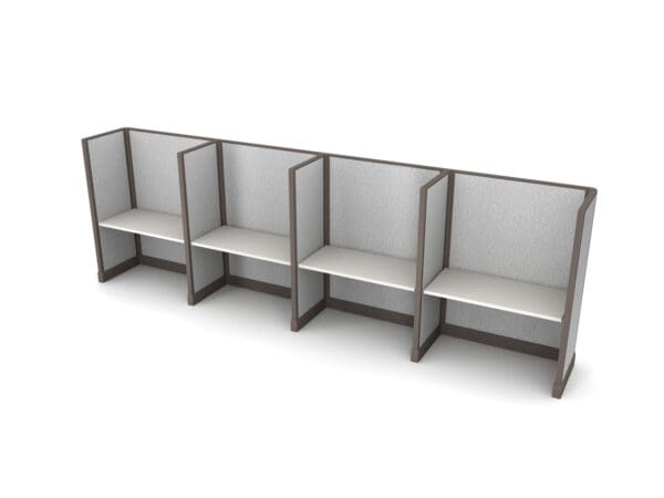 Buy 4 Man call center cubicles in 48w size set up as Straight call stations with fabric panels. Central Florida call center cubicles installations and deliveries available by KUL office furniture Orlando FL