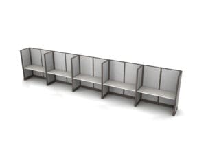 Buy 5 Man call center cubicles in 60w size set up as Straight call stations with fabric panels. Central Florida call center cubicles installations and deliveries available by KUL office furniture Orlando FL