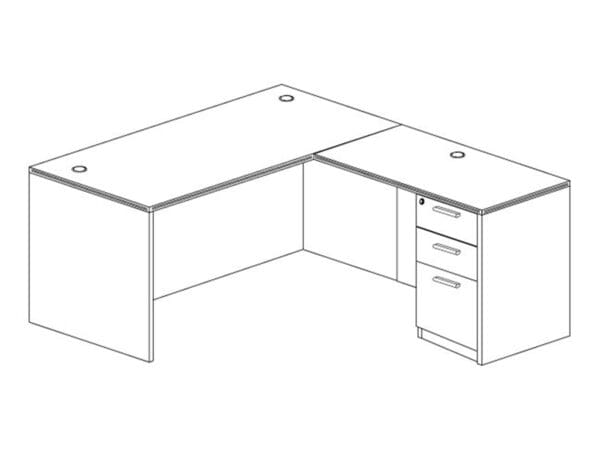 KUL Typical L2 (L Shaped Office Desk With One Box Box File Pedestal