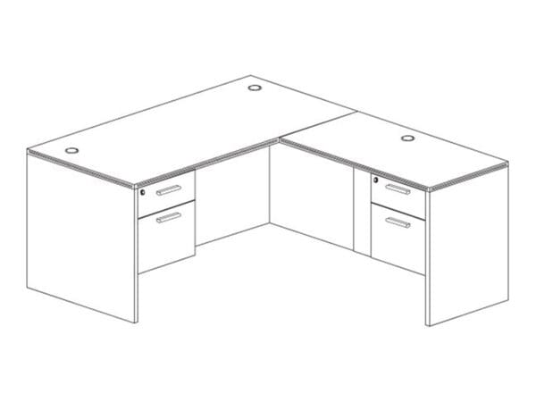 KUL Typical L4 (L Shaped Office Desk With Two Box Files Pedestal )
