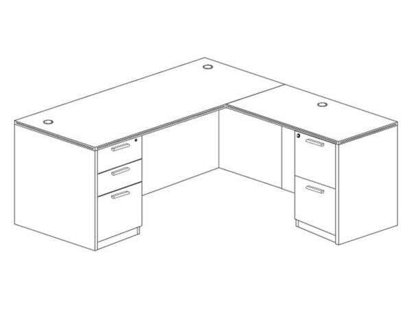 KUL Typical L9 (L Shaped Office Desk With One Box Box File And One File File Pedesta)