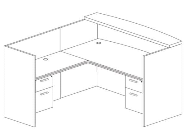 KUL Typical R4 (L Shaped Reception Office Desk (Left) With 2 Box File Pedestal)