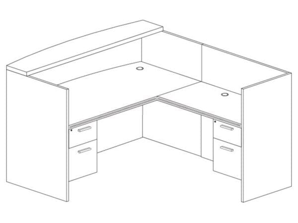 KUL Typical R4 (L Shaped Reception Office Desk (Right) With 2 Box File Pedestal )