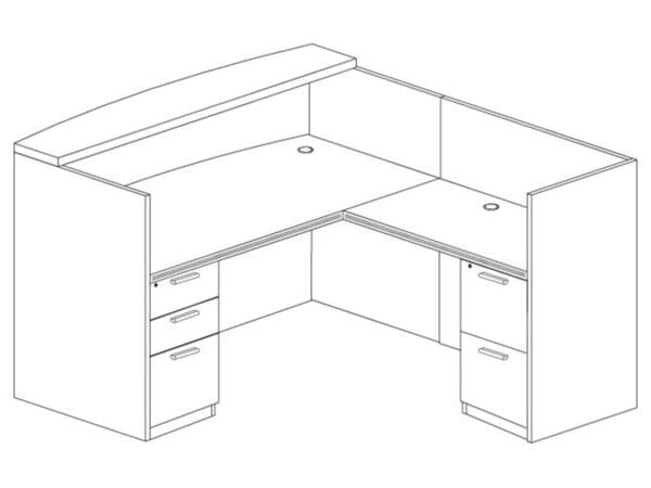 L Shaped Reception Office Desk (Right) With One Box Box File And 1 File File Pedestal)