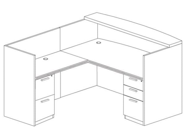 L Shaped Reception Office Desk (Left) With One Box Box File And One File File Pedestal.