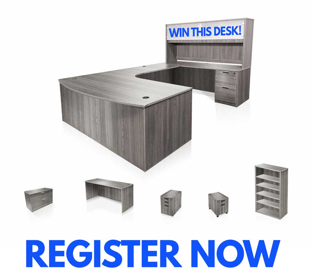 Register to win a new office desk suite at KUL office furniture Orlando Florida