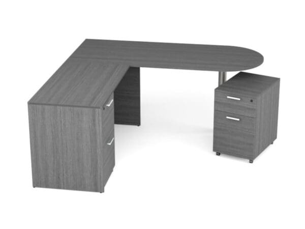Gray 36 x 71 D-Top L-Shape Desk by KUL near Longwood