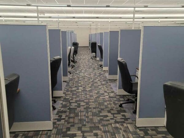 AIS cubicles in rows with task chairs up for quick sale liquidation from KUL office furniture