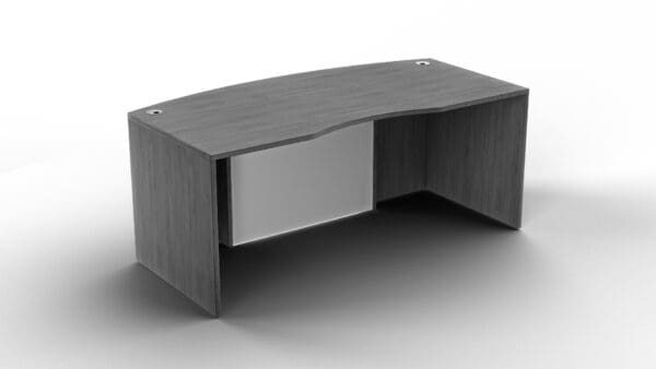 30/36in x 71in Dove Oak Glass Modesty Panel Bow Front Curved Desk Shell near Naples KUL office furniture
