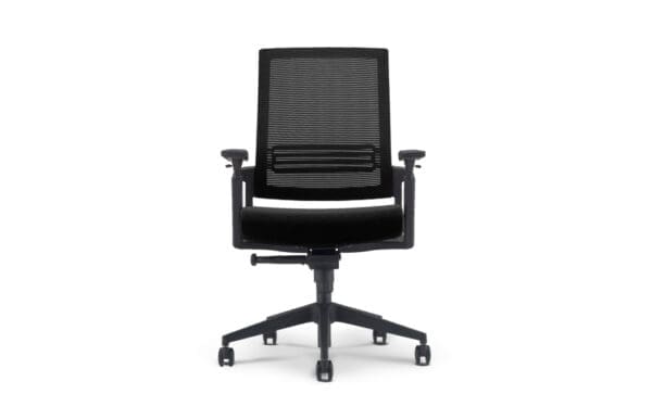 Black ergonomic office chair with wheels