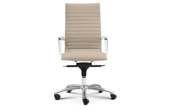 Beige office chair with high back and wheels