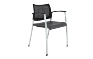 Black mesh office chair with armrests