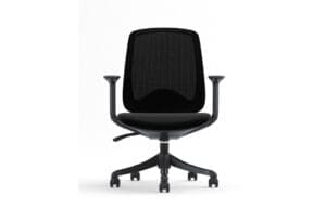 Black ergonomic office chair with mesh backrest