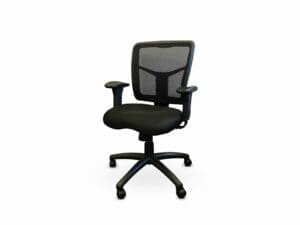 Black ergonomic office chair on white background