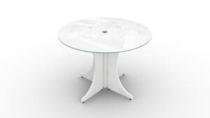 Blanco Round Glass Conference Table in $city
